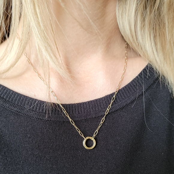 14K Charm Necklace in Yellow Gold 18"- Charm Enhancer Necklace - Picture 3 of 8